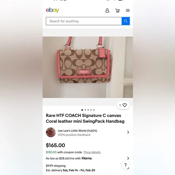 🌸 COACH Tan and Pink 🌺 RARE signature coral salmon leather Crossbody Bag - Picture 10 of 10